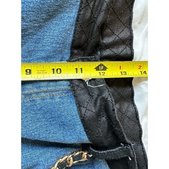 DG2 by Diane Gilman Baby Bootcut Gold Chain Leather Pocket Jeans Size Women's14P - Picture 7 of 12